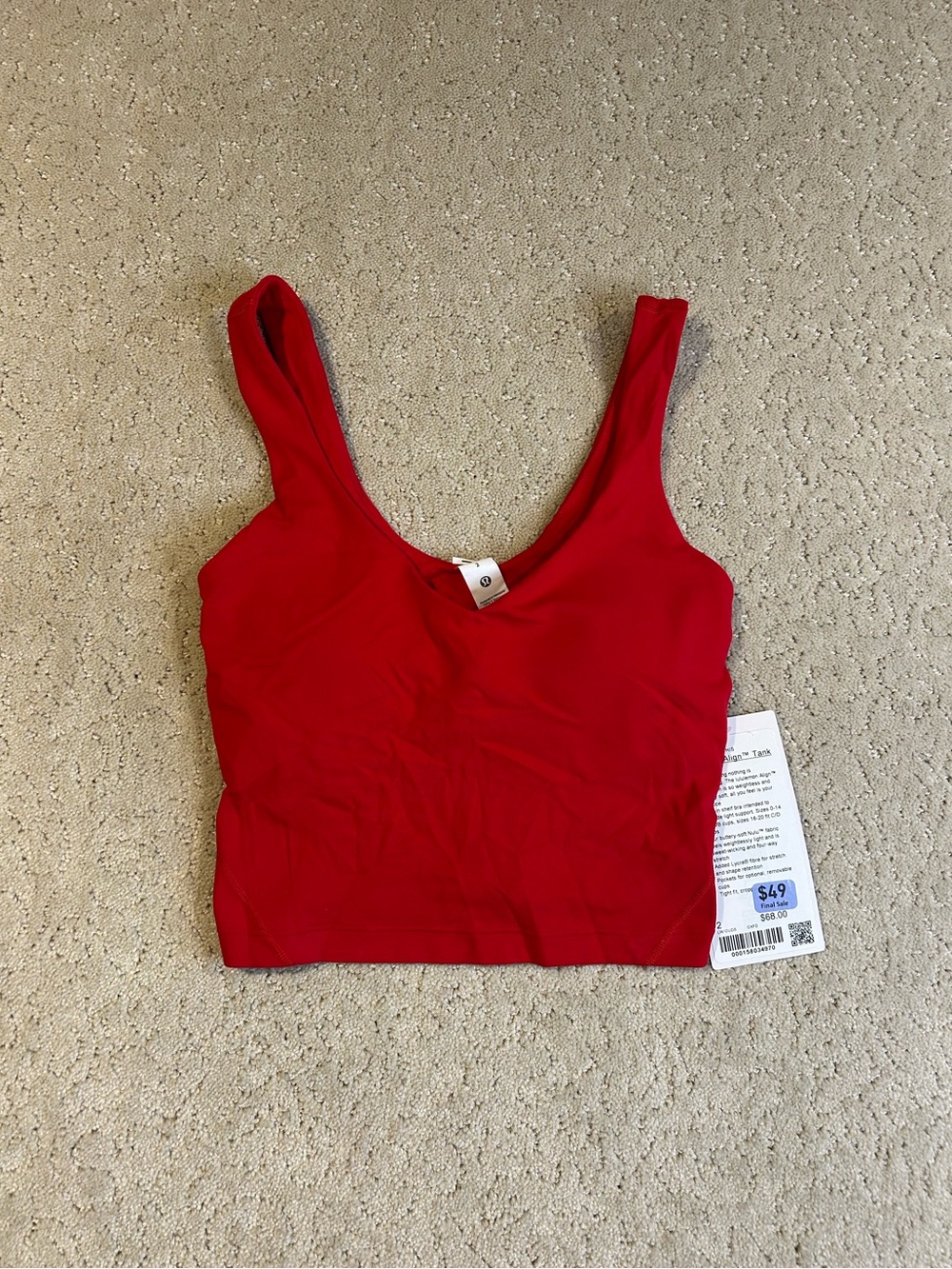 NWT Lululemon Align™ Tank, in Oxford Red Size 2